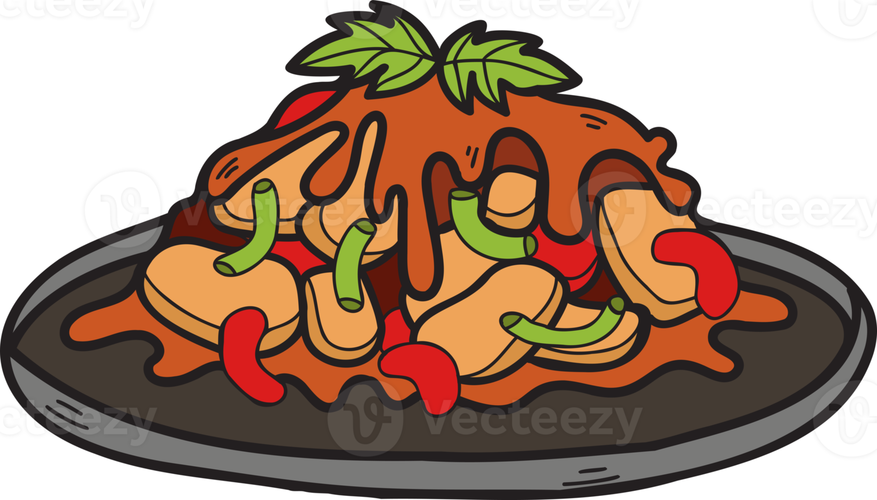 mano disegnato agitare fritte verdure Cinese e giapponese cibo illustrazione png