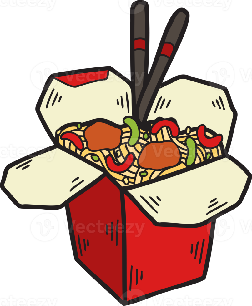 Hand Drawn instant noodles Chinese and Japanese food illustration png