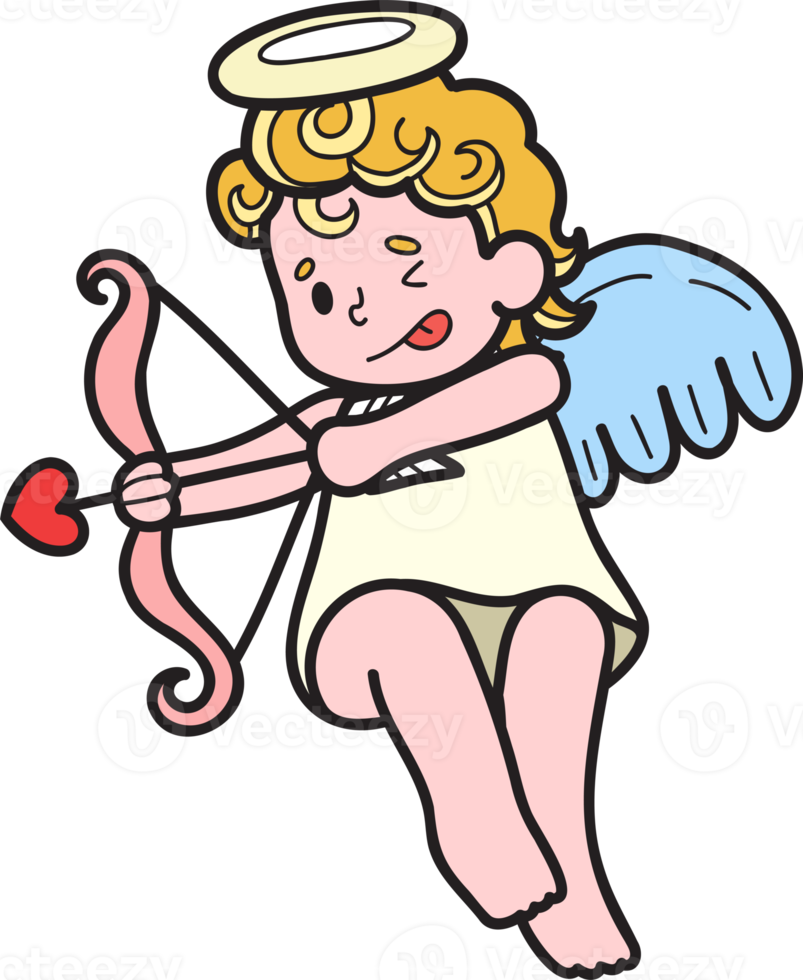 hand- getrokken Cupido is het schieten een pijl illustratie png