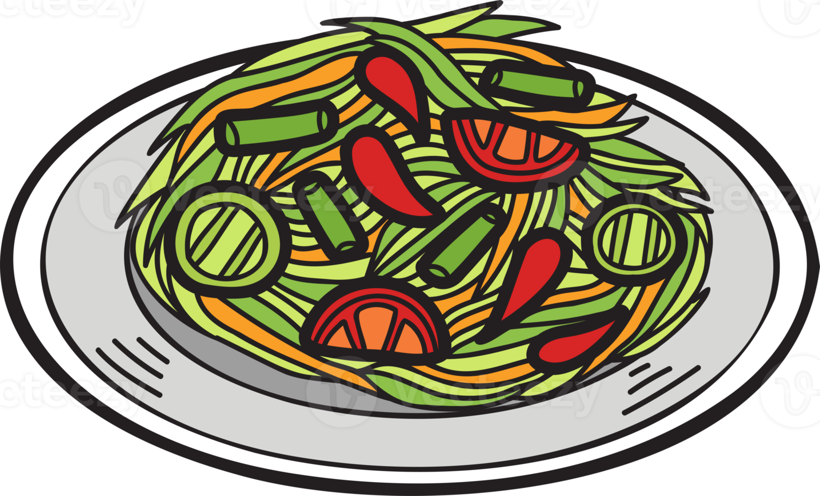 mano disegnato papaia insalata con tailandese cibo illustrazione png