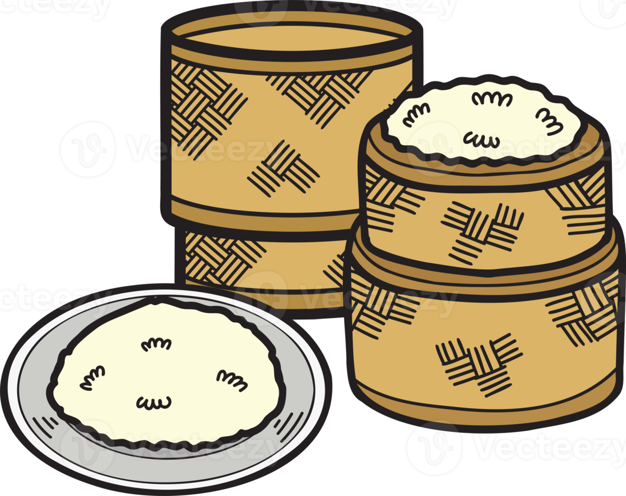 Hand Drawn sticky rice and bamboo box illustration 16733013 PNG