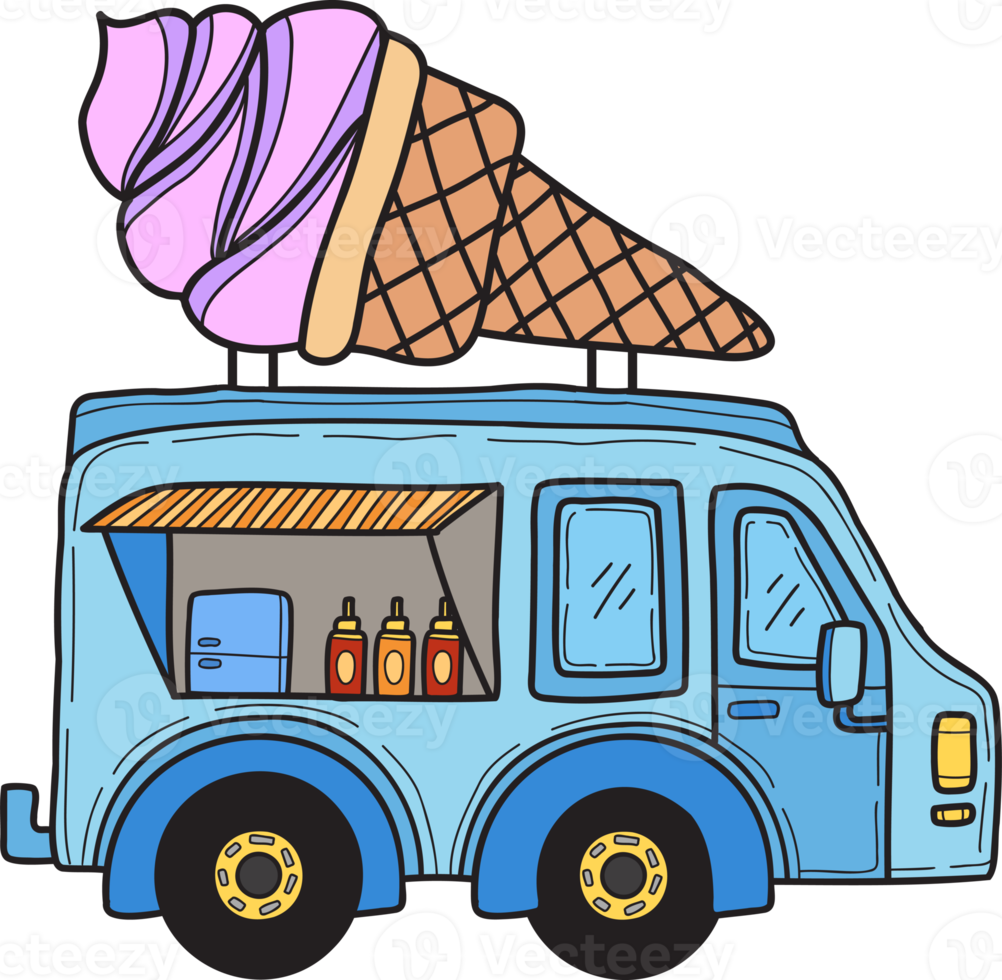 Hand Drawn Food Truck Ice Cream illustration png
