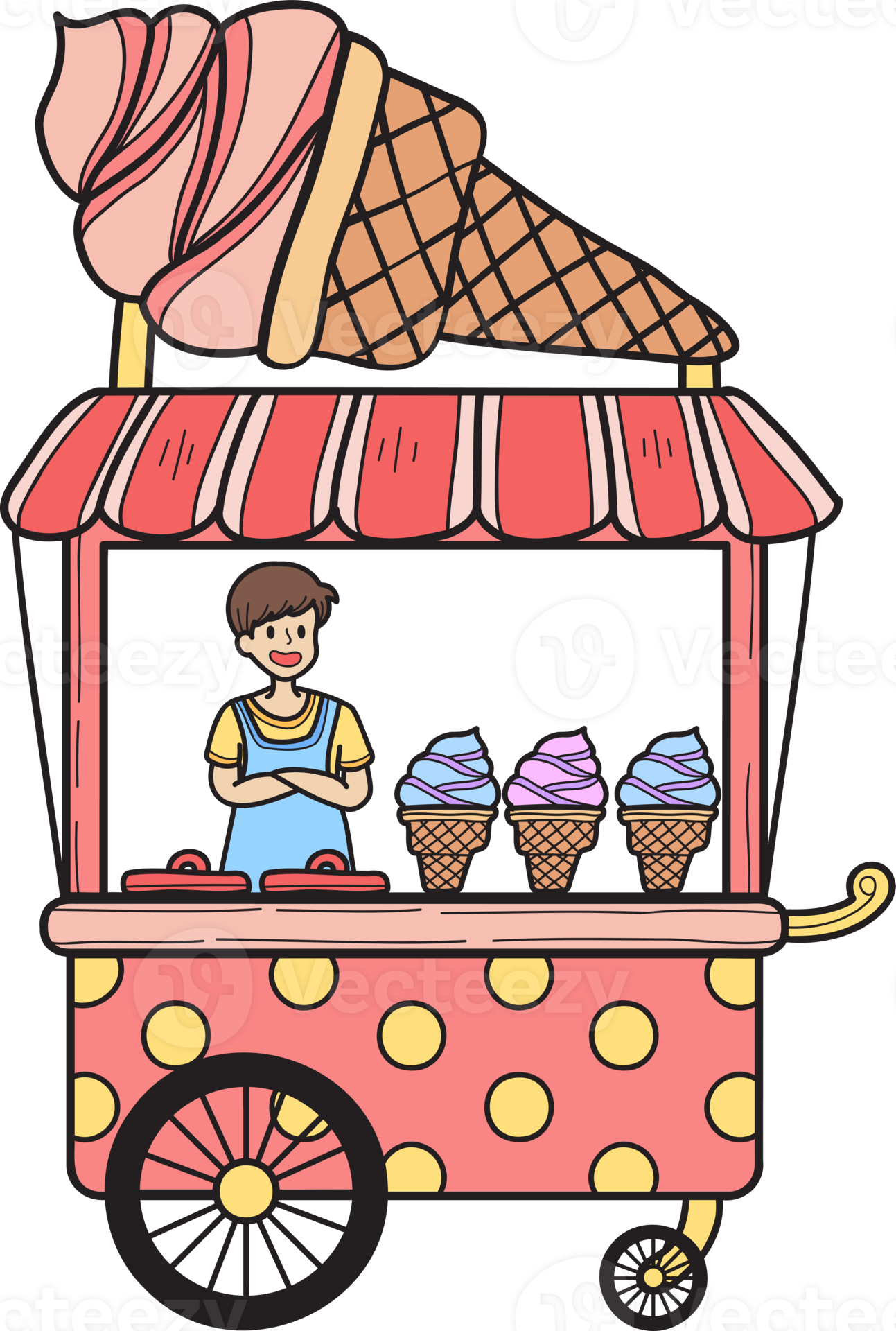 Hand Drawn Street Food Ice Cream Cart illustration 16733022 PNG