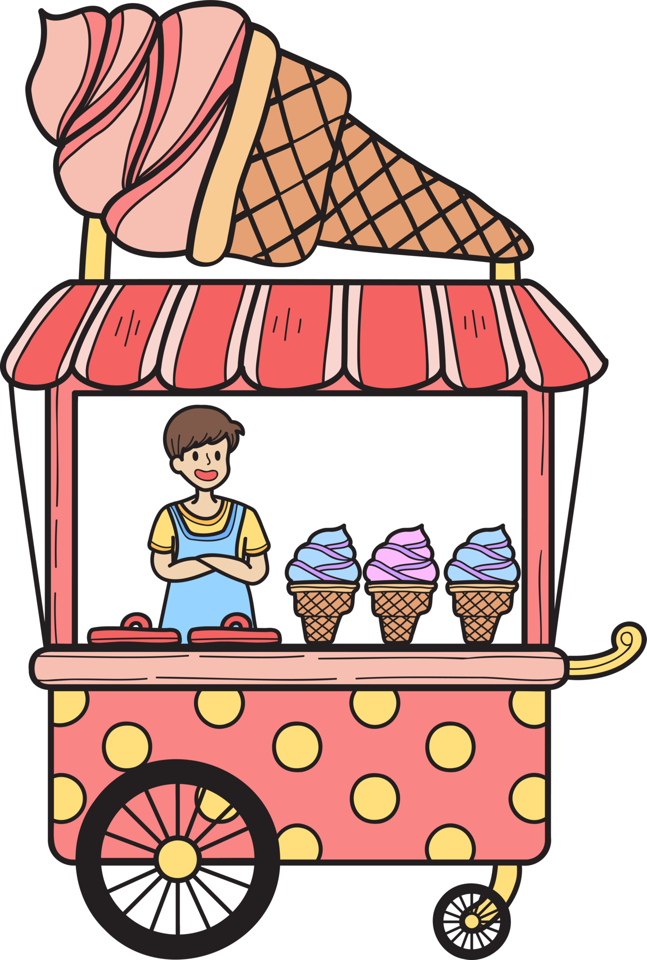 Free Hand Drawn Street Food Ice Cream Cart illustration 16733022 PNG with  Transparent Background