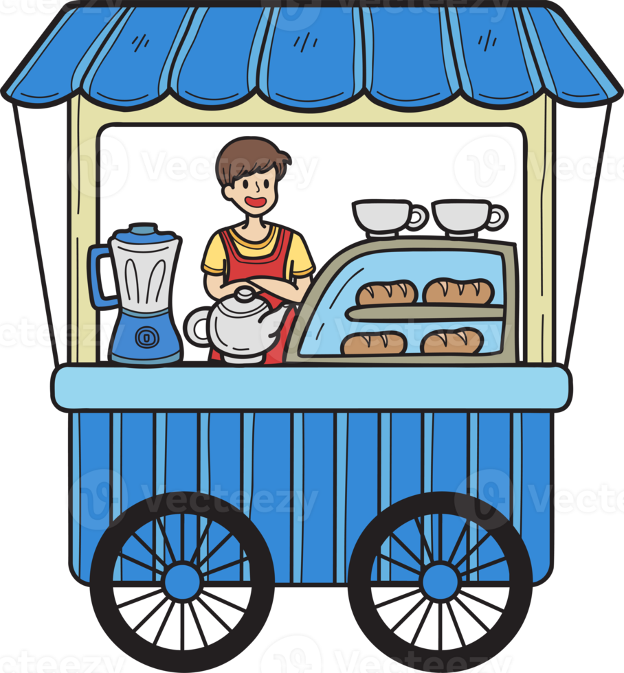 Hand Drawn Bakery Street Food Cart illustration png