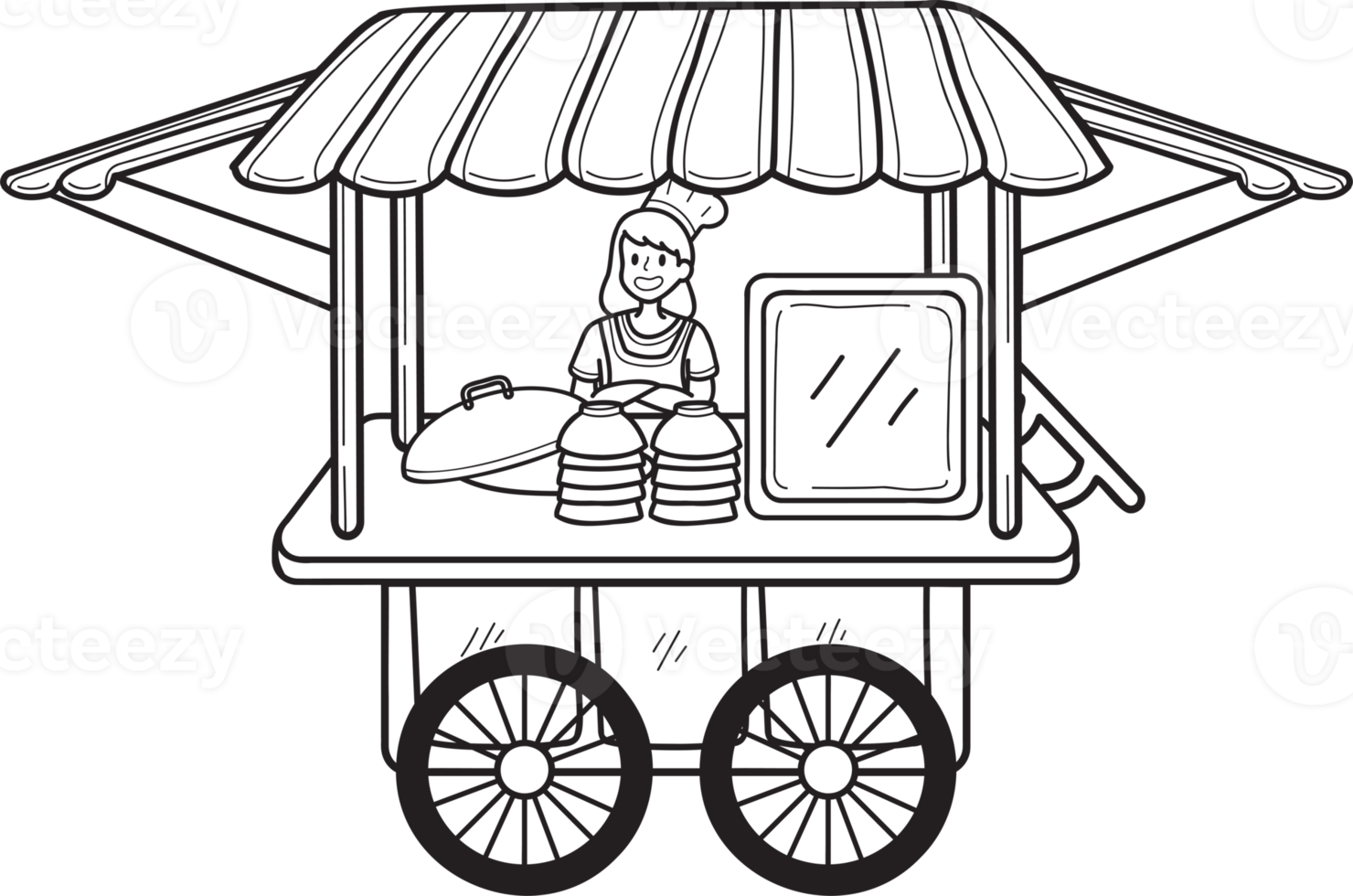 Hand Drawn Street Food Noodle Cart illustration png