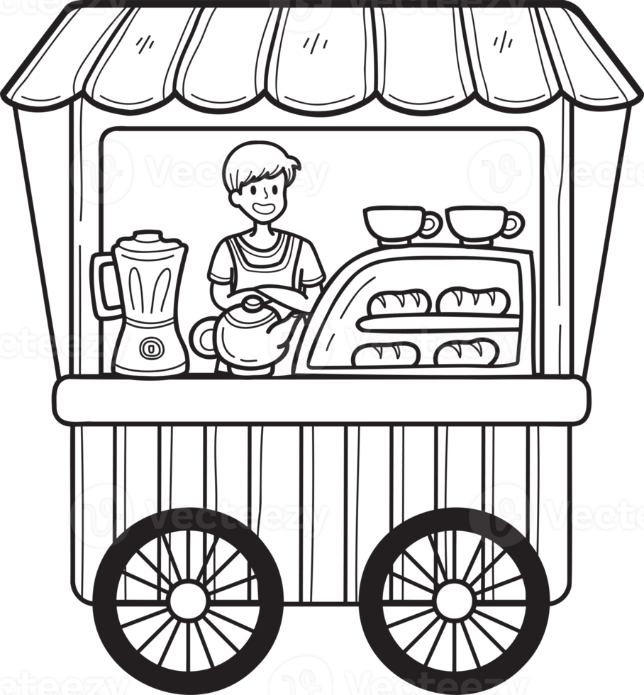 Hand Drawn Bakery Street Food Cart illustration png