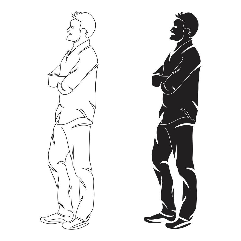 Man thinking line art drawing style, the man sketch black linear isolated on white background, the best man thinking line art vector illustration.