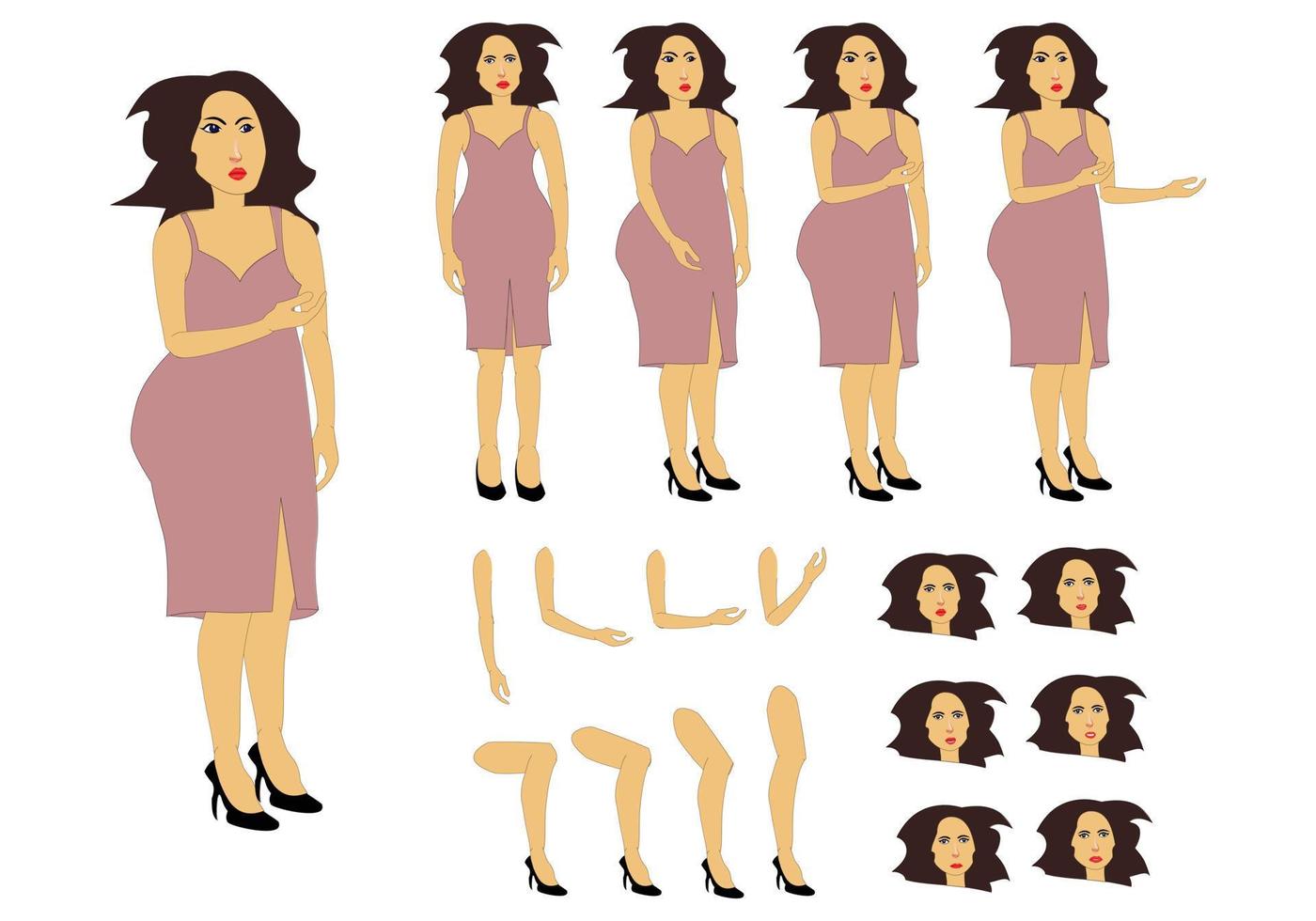 Office Girl cartoon character set. moral stories for the best cartoon character. vector