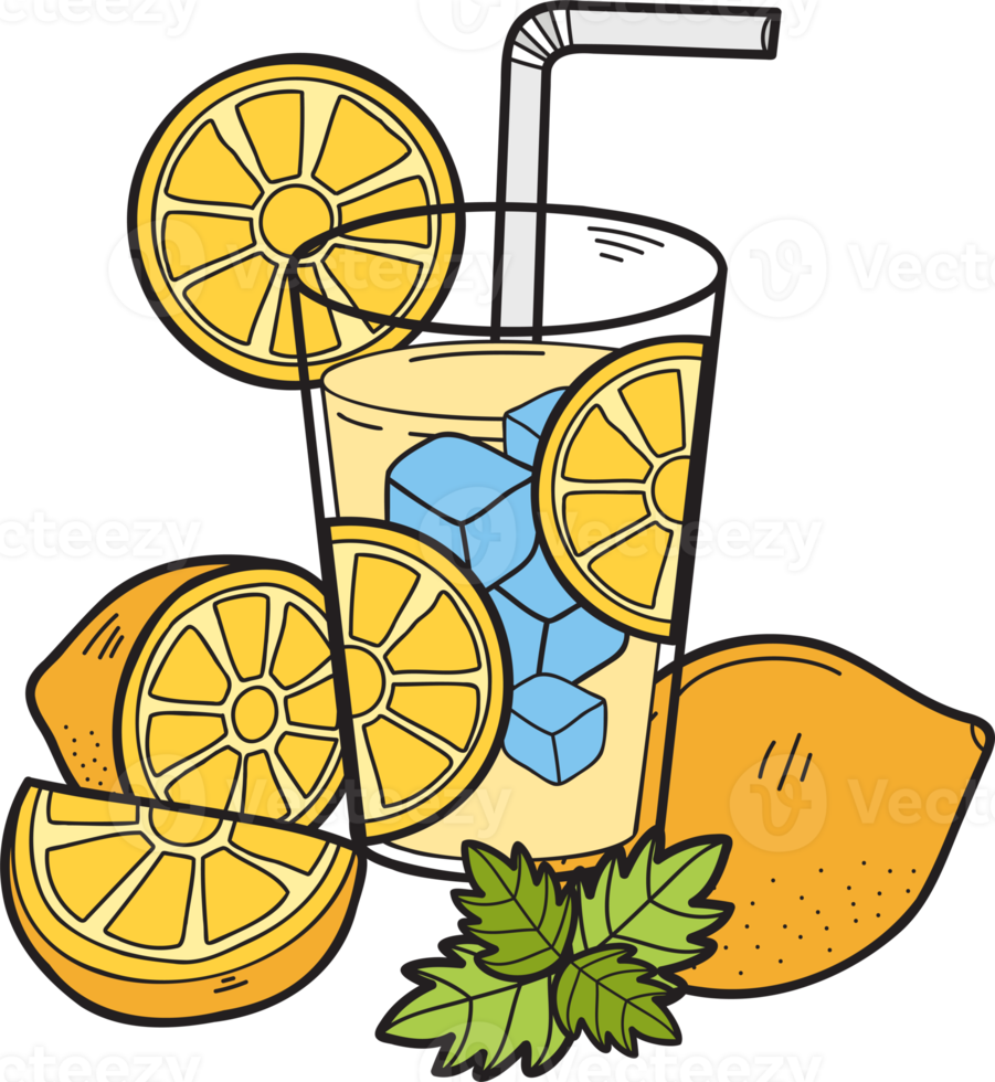 Hand Drawn lemon juice illustration png