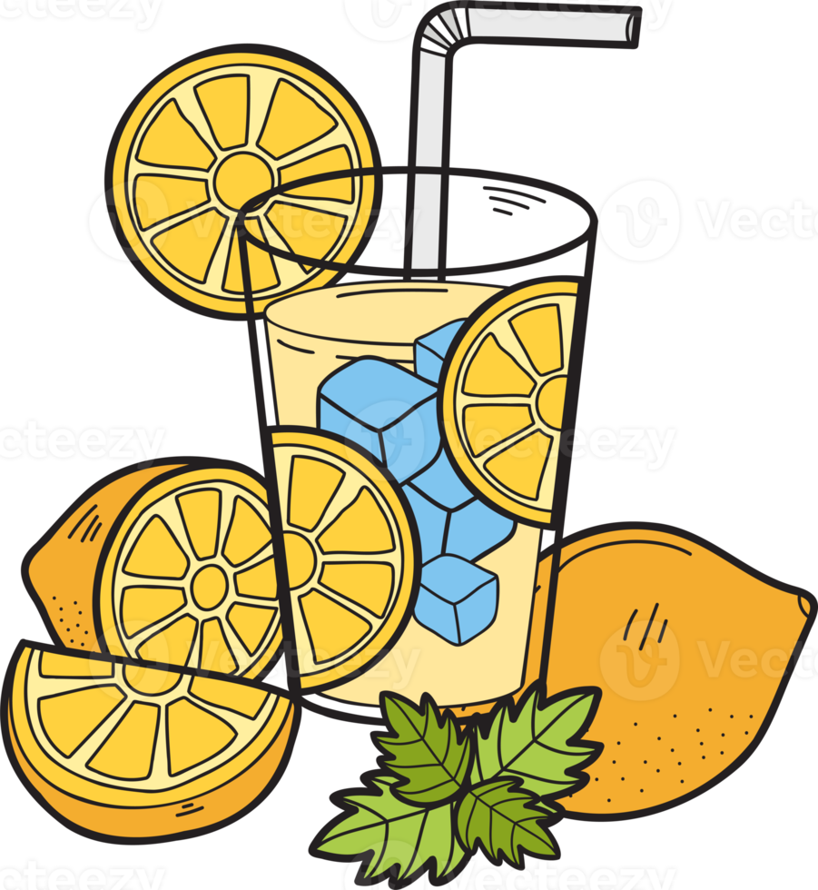 mano disegnato Limone succo illustrazione png