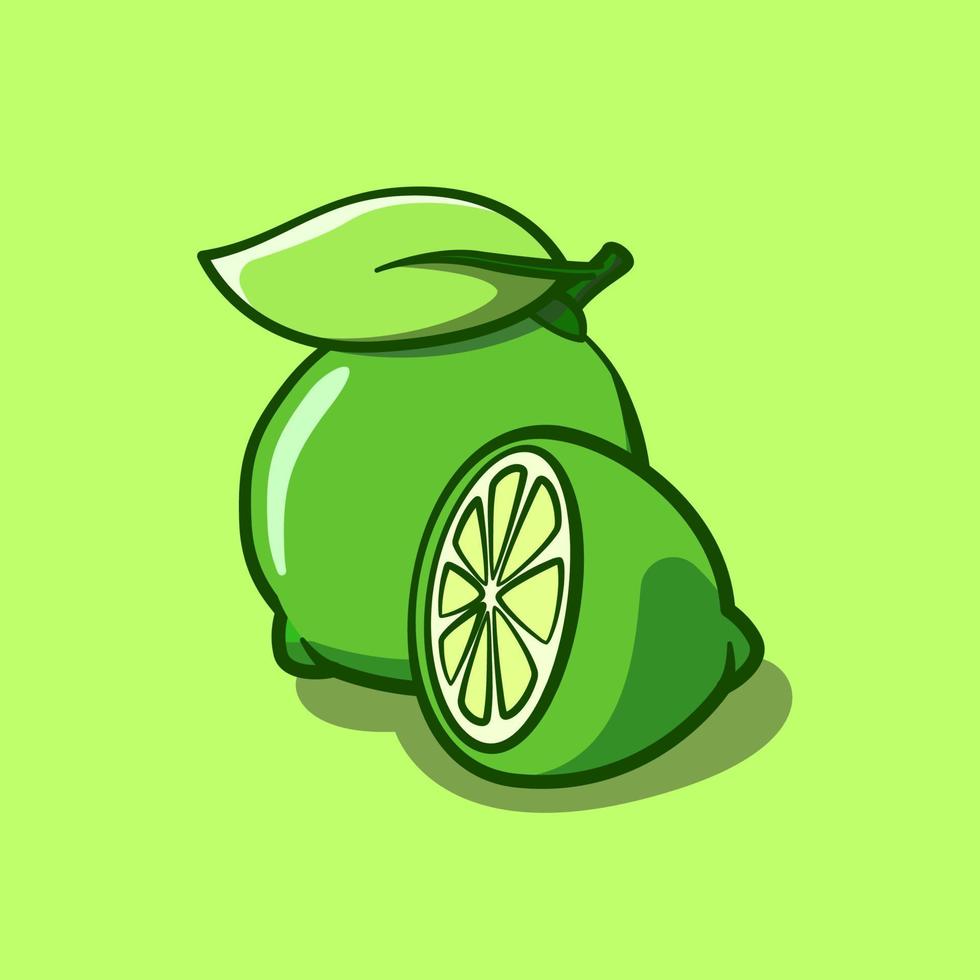 cute illustration of a lime in cartoon style on isolated background vector