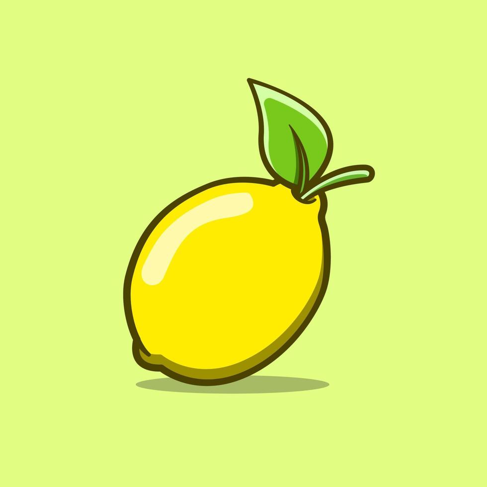 lindo dibujo ilustración de fruta de limón sobre fondo aislado vector