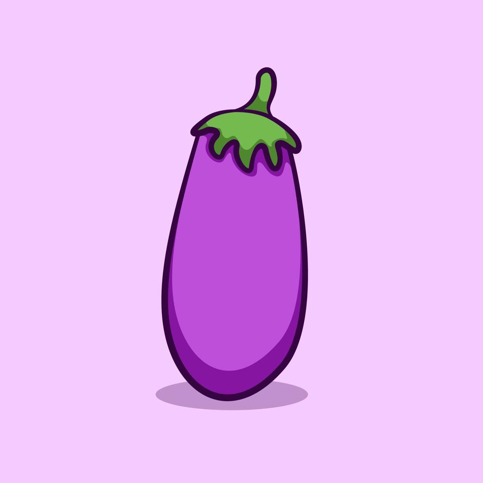 cute eggplant illustration in cartoon style on isolated background vector