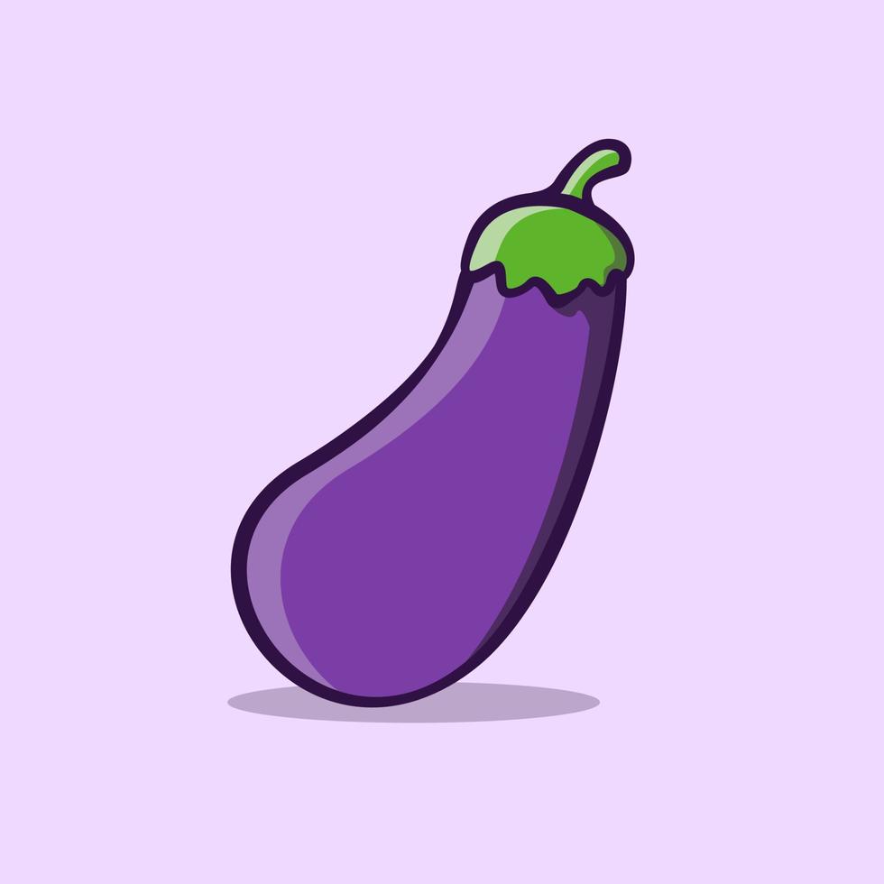 cute eggplant illustration in cartoon style on isolated background vector