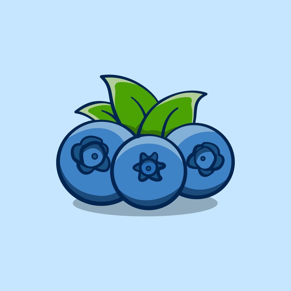 cute blueberry fruit illustration in cartoon style on isolated background vector