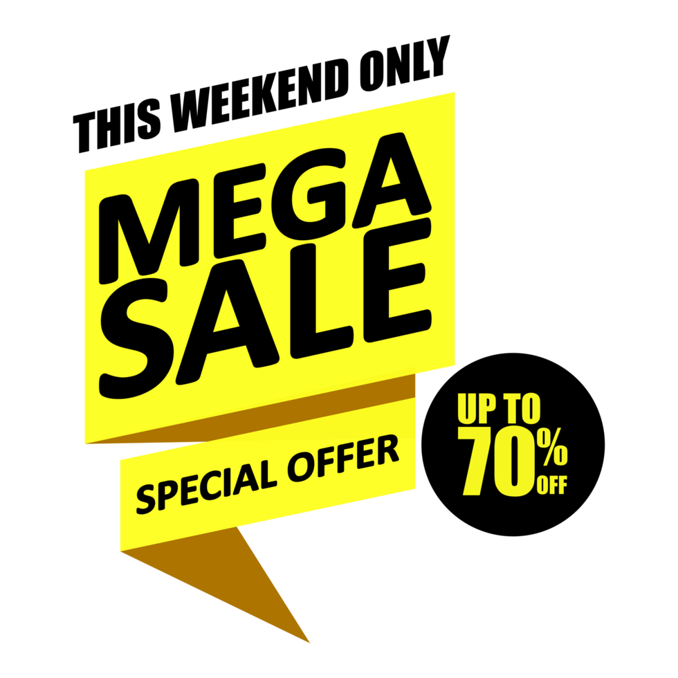 Mega sale banner promotion template design, Big sale discount up to. Super Sale, end of season special offer. png