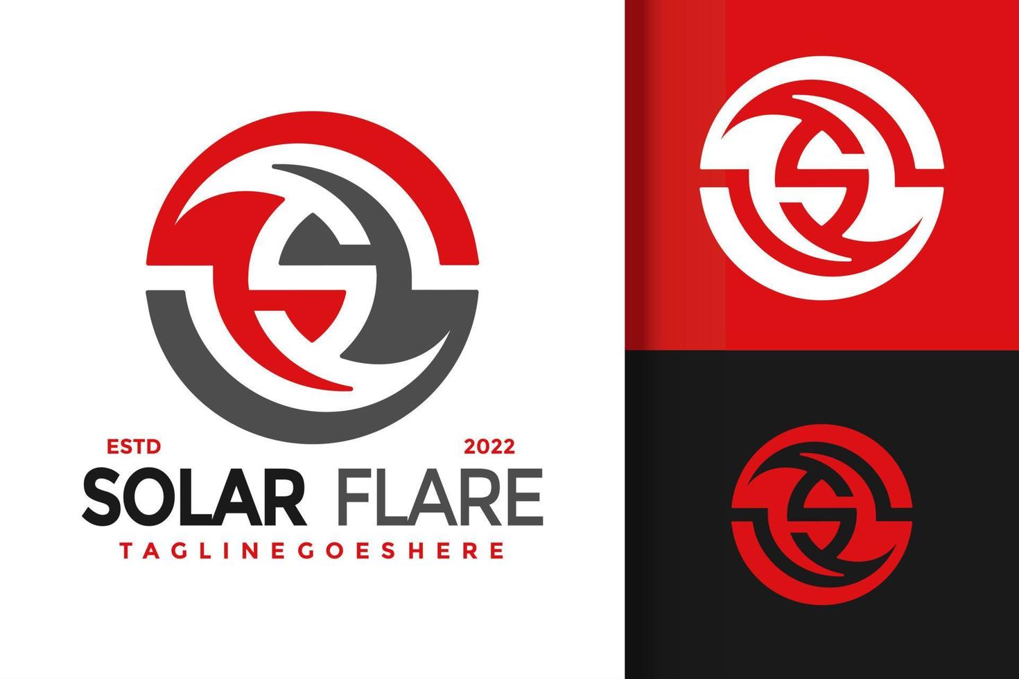 Monogram S Solar Flare Logo Design Vector Illustration Template