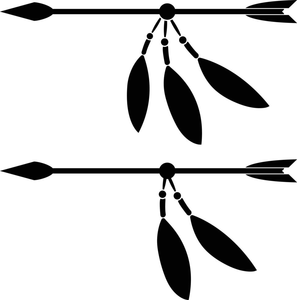 Medieval archer long bow with arrows and quiver. Black color silhouette clip art vector illustrations isolated on white