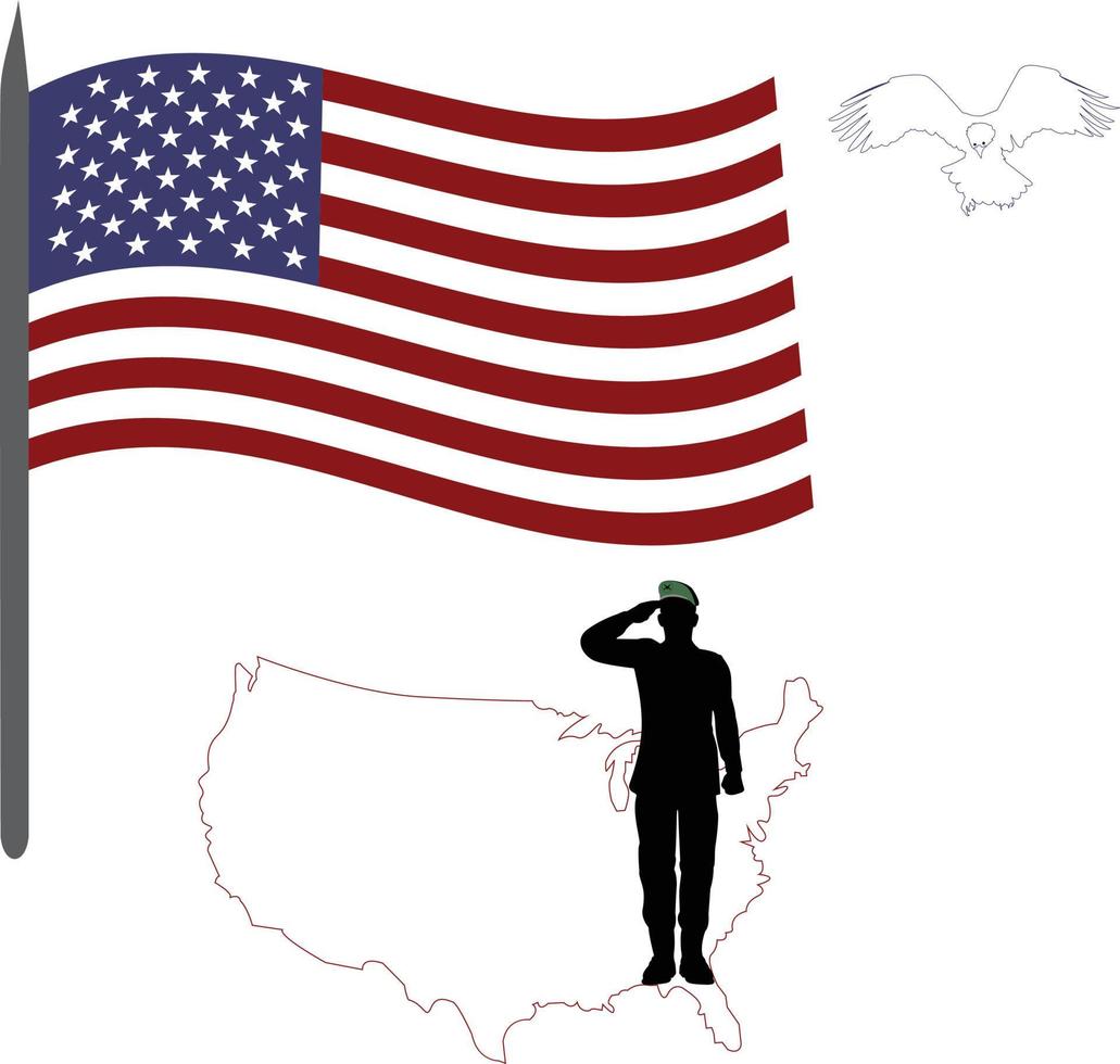 USA Flag design and salute the man editable vector file and new concept idea.