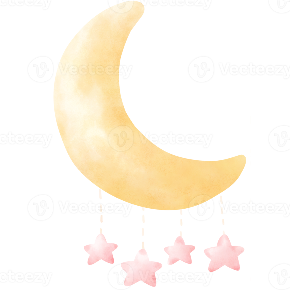 Cute moon and stars png