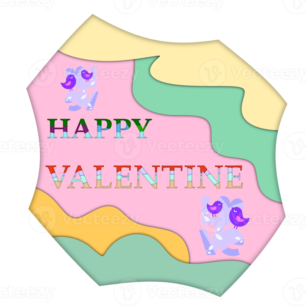 pastello contento San Valentino parola design png