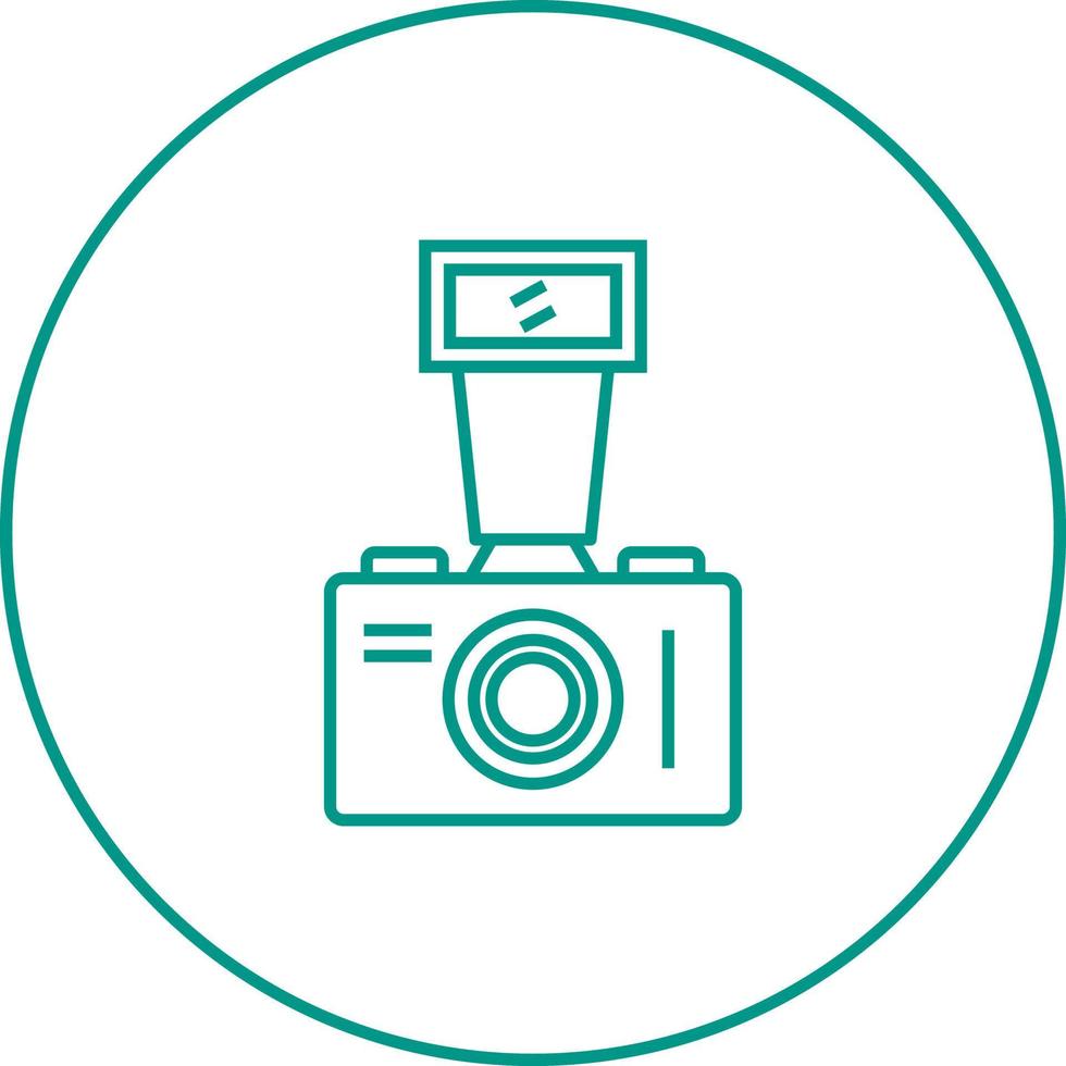 Beautiful Old Video Camera Line Vector Icon