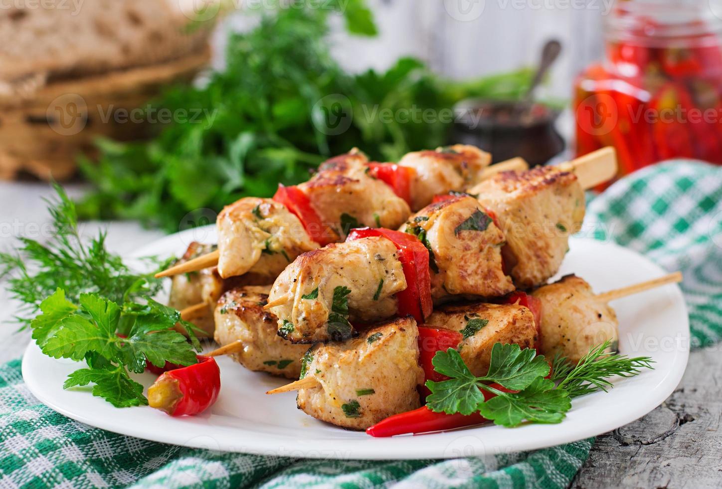 Chicken shish kebab with paprika. photo