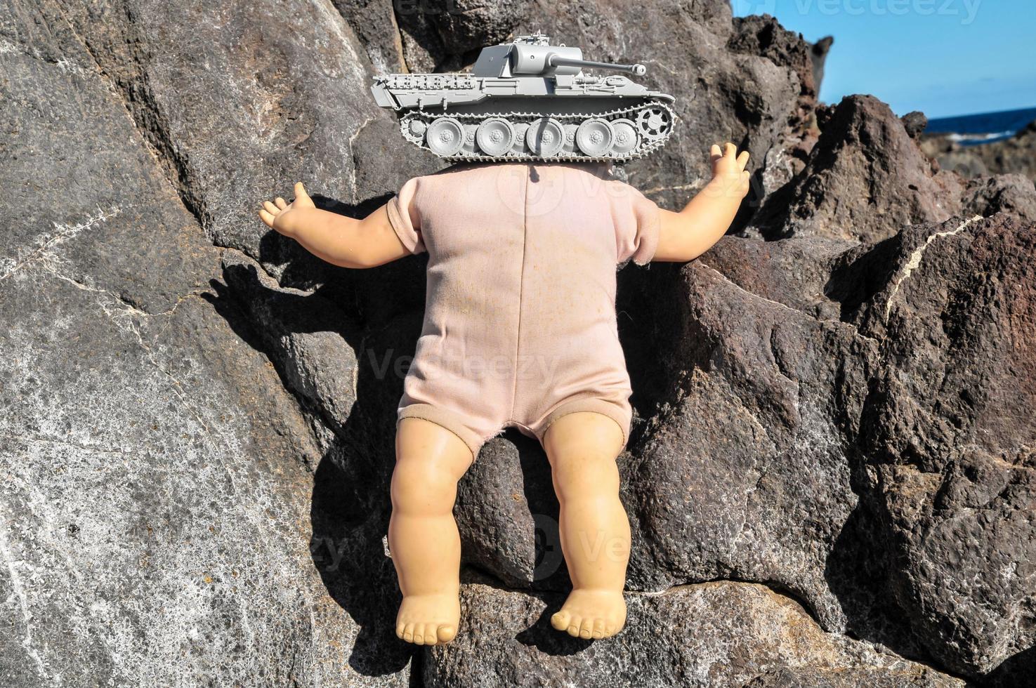 Old Ancient Vinatge Figure Model Gray Tank photo