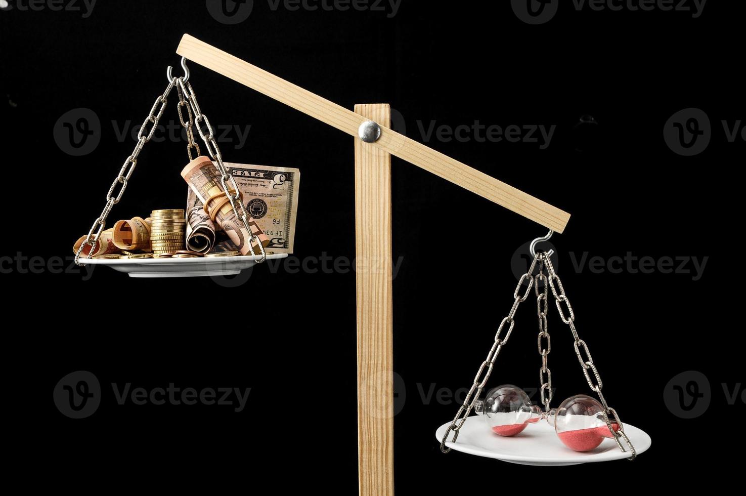 Clock and Currency Time is Money Concept photo