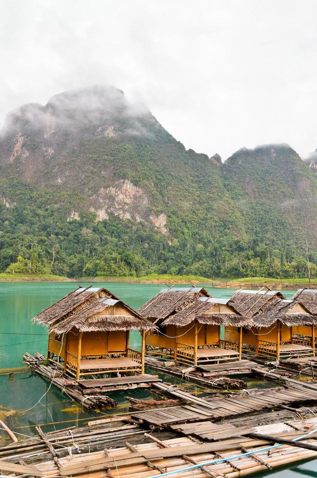 Lake and bamboo hut resort vintage country style photo