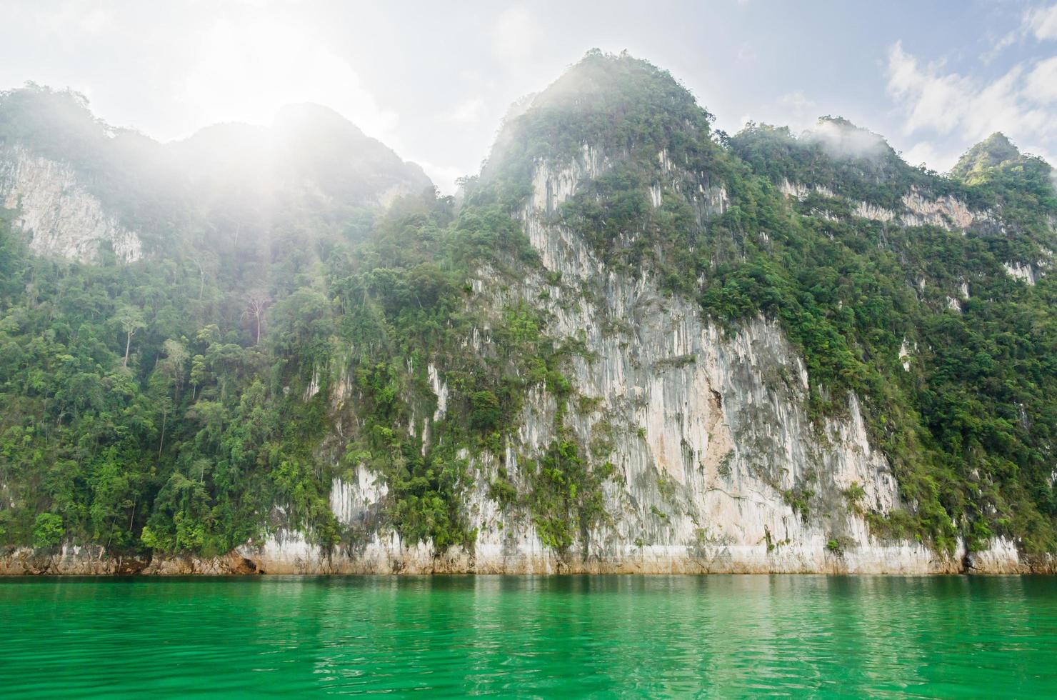 Beautiful green river and mountains photo