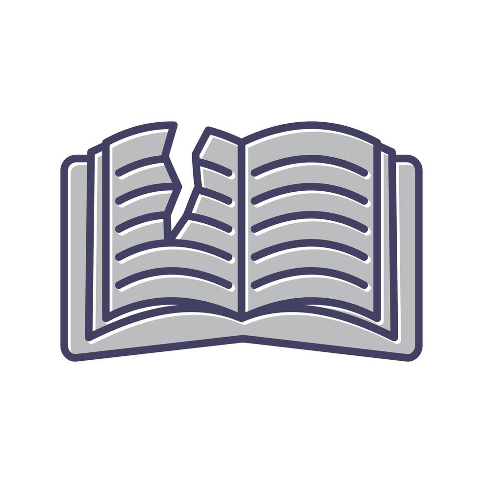 icono de vector de libro rasgado