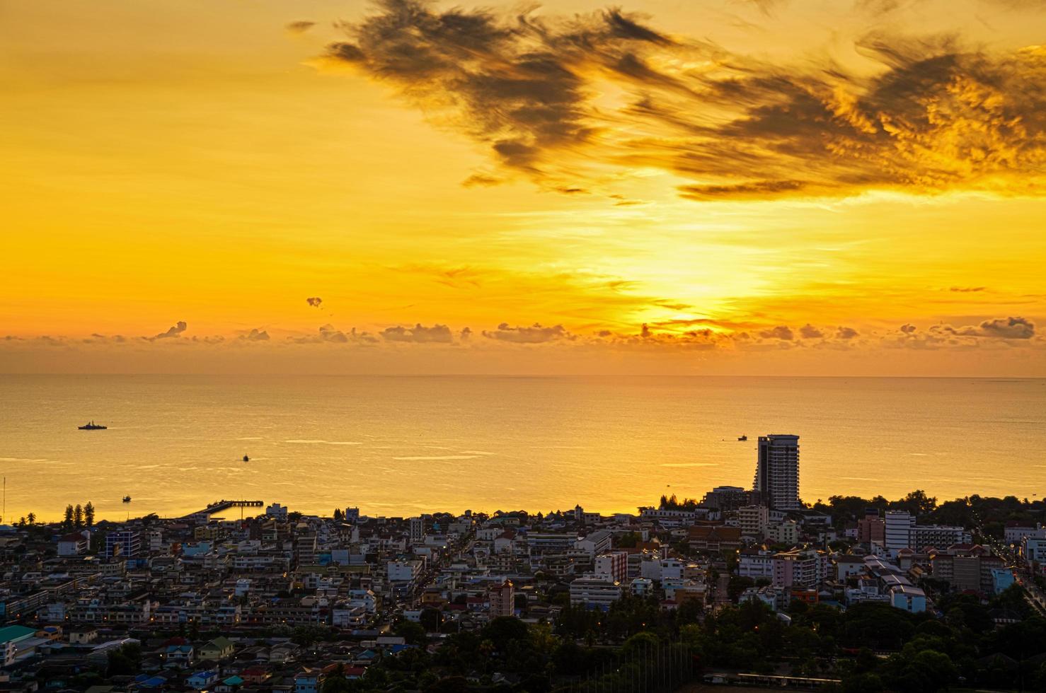 Landscape Hua Hin city at sunrise photo