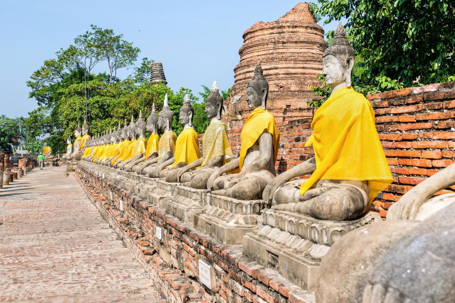 fila de la estatua de buda foto