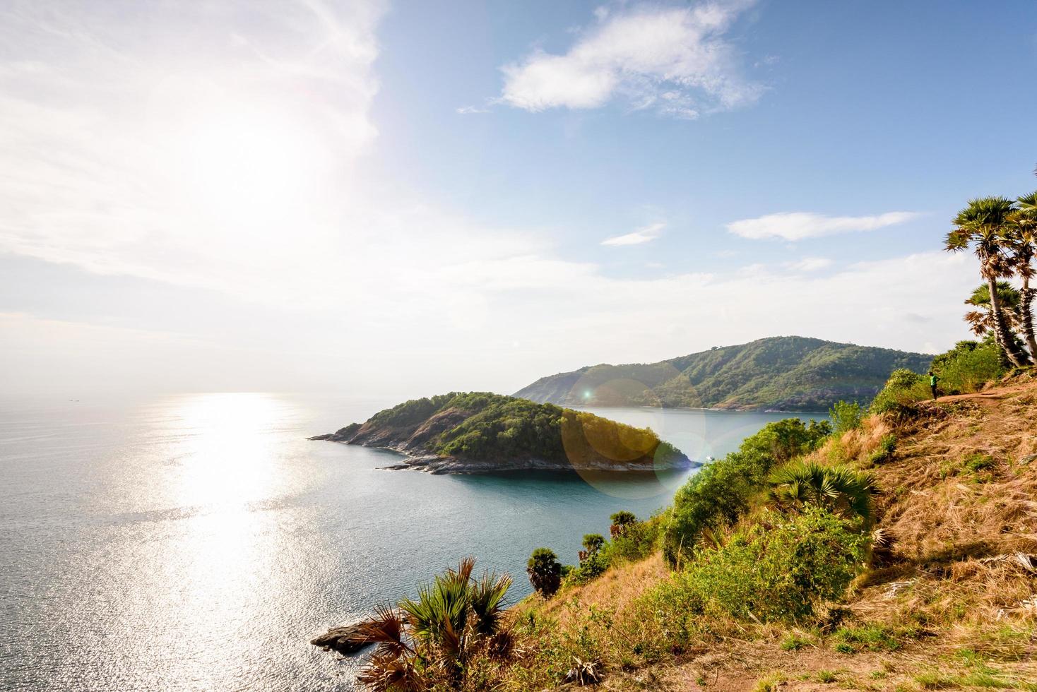 High angle view island and sea at Laem Phromthep scenic point photo