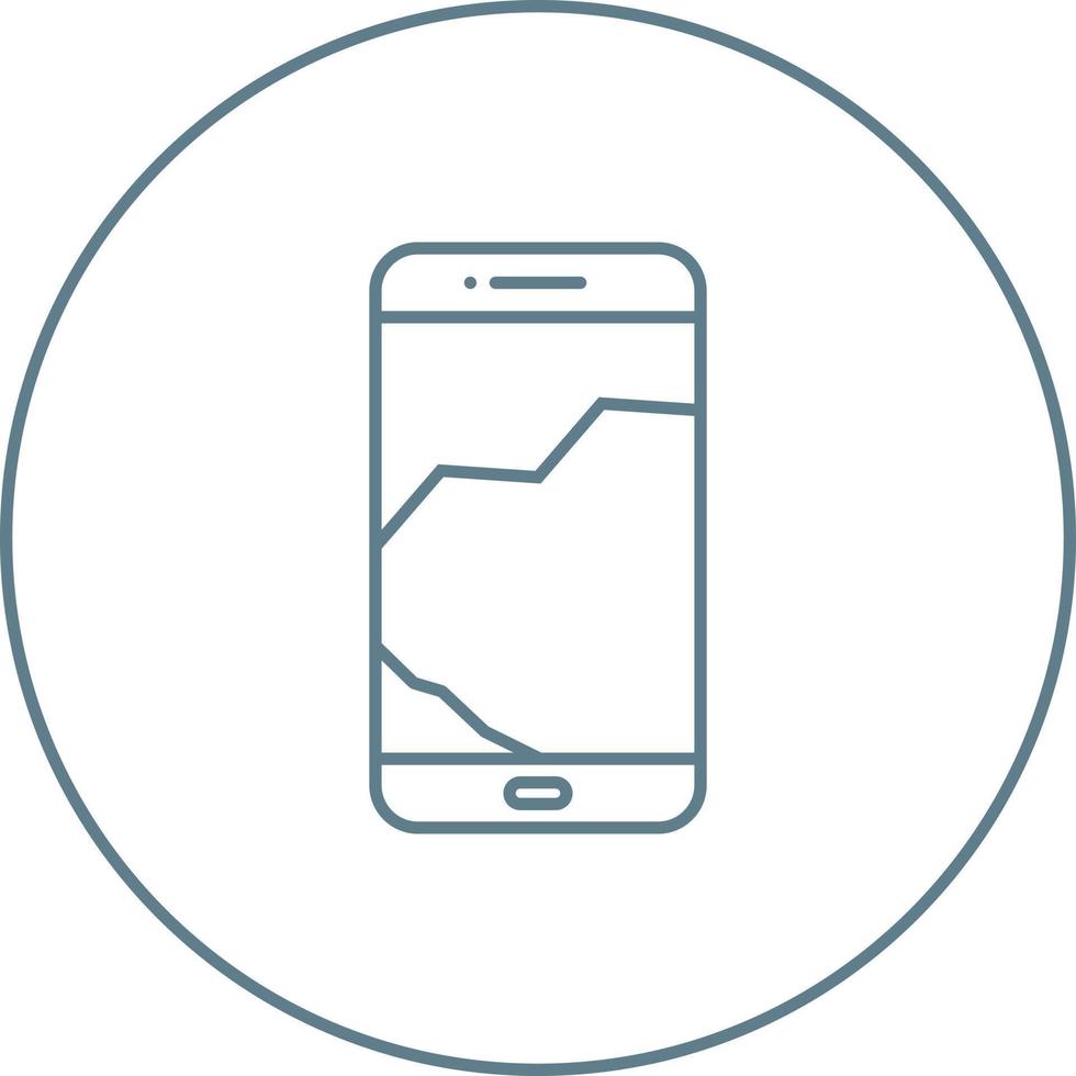 Unique Broken Cell Phone Vector Line Icon