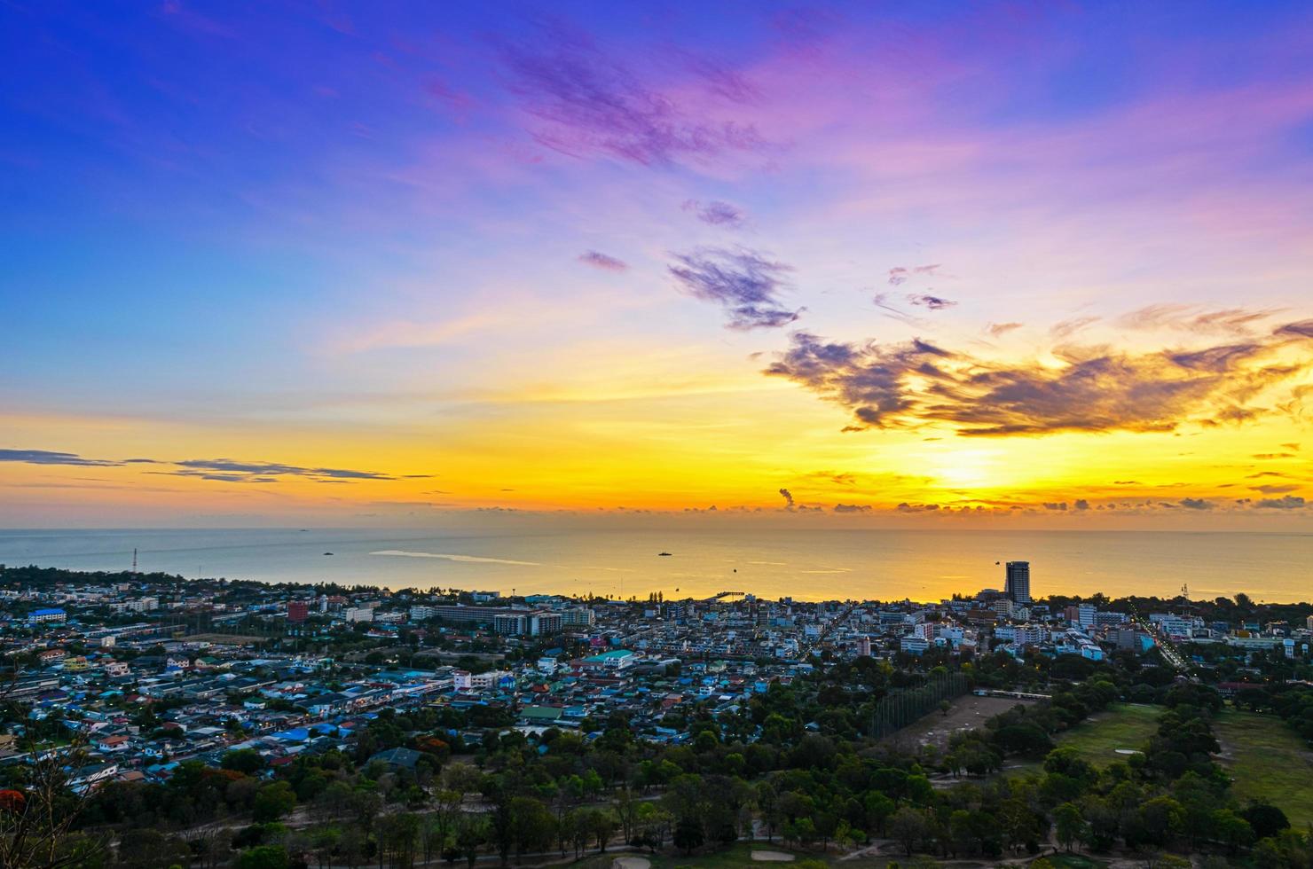 Landscape Hua Hin city at sunrise photo