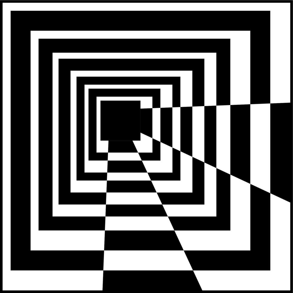 room illustration in optical illusion style.  psychidelic vector design