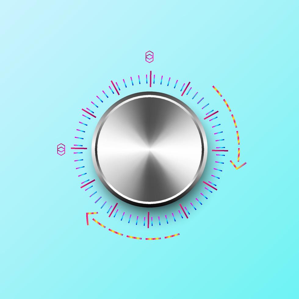 Button switch tune setting metallic technology network communication abstract graphic design vector illustration