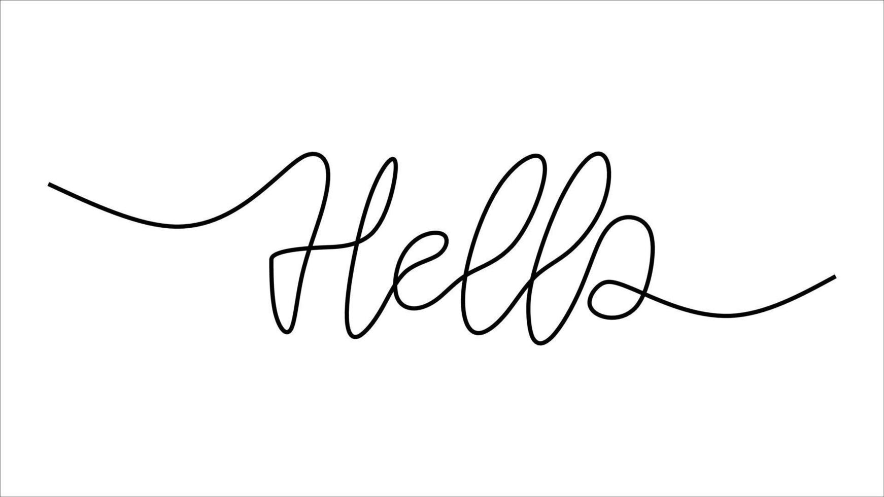 Hello greeting word oneline continuous editable line art vector