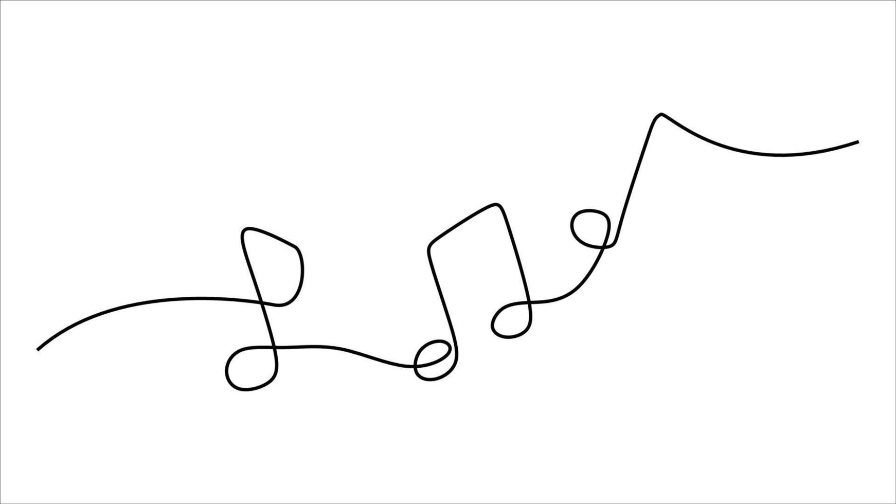 Music Note oneline continuous single editable line art vector