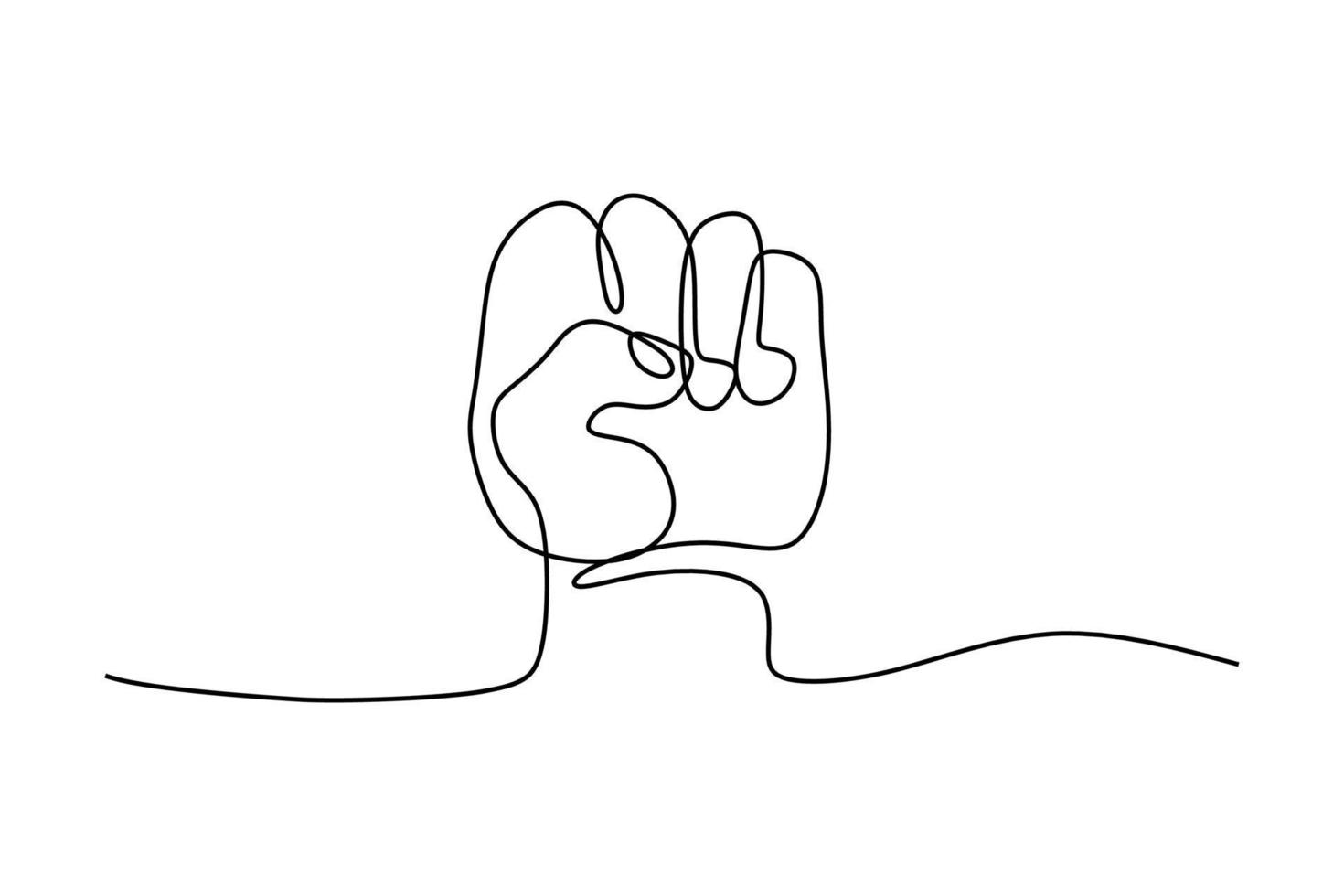 Hand punch gesture oneline continuous editable line art vector
