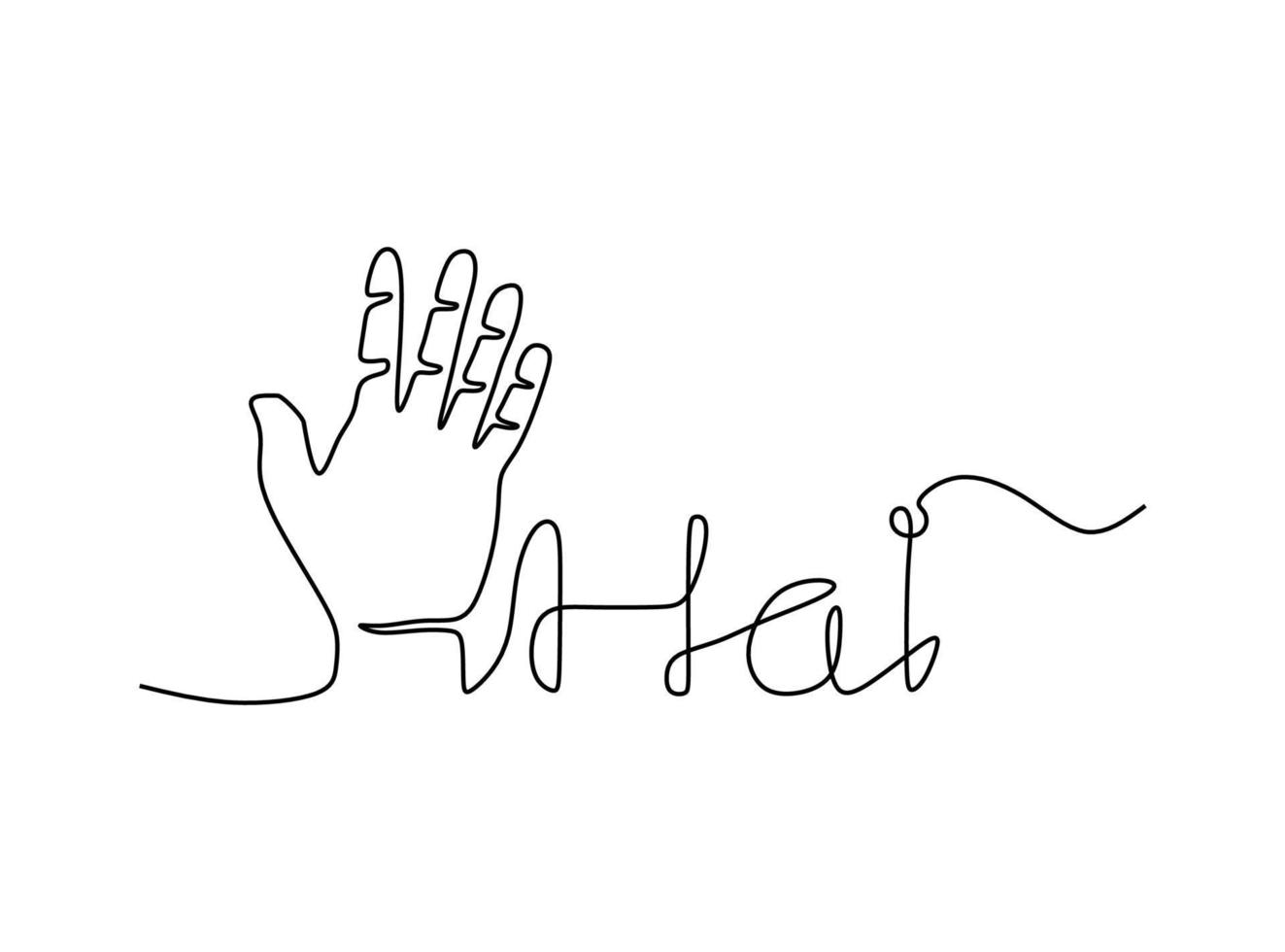 Hand greeting gesture oneline continuous editable line art vector
