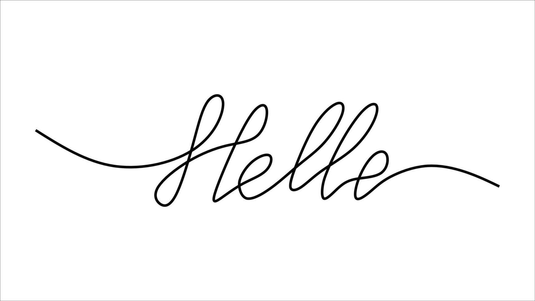 Hello greeting word oneline continuous editable line art vector