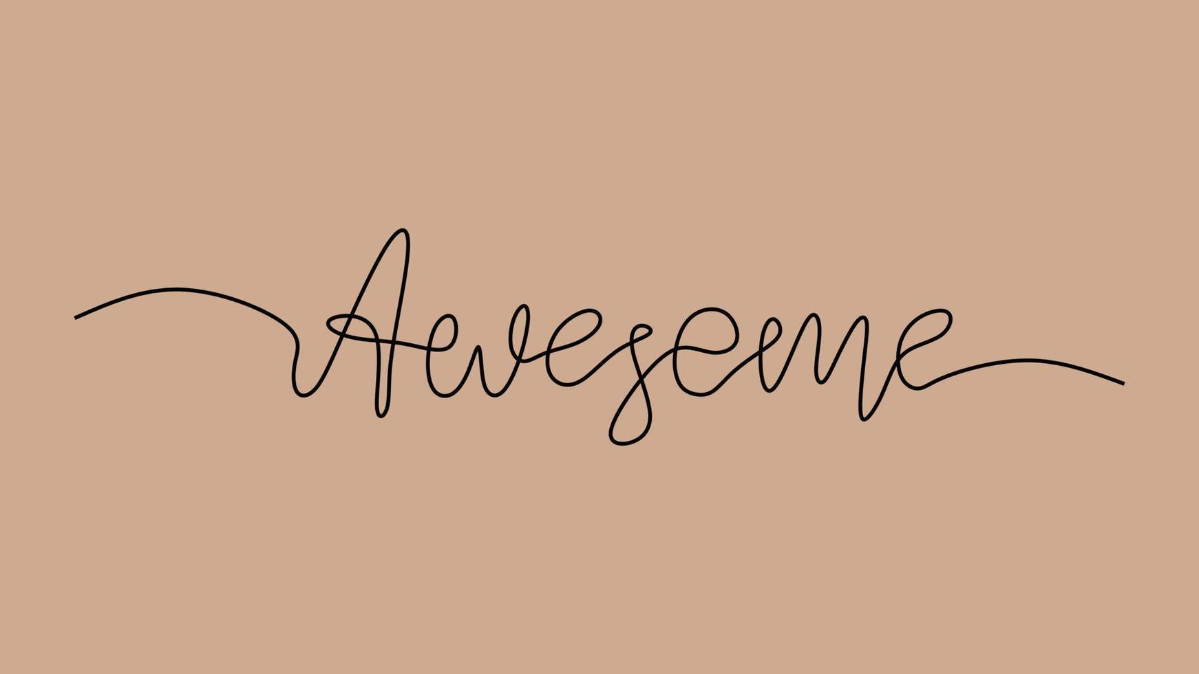 Awesome word text oneline continuous editable line art vector