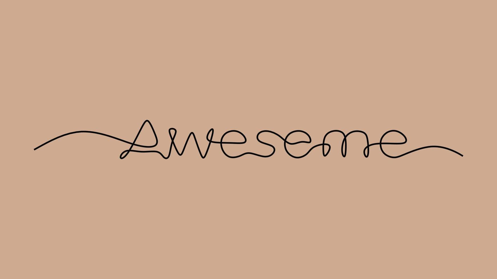 Awesome word text oneline continuous editable line art vector