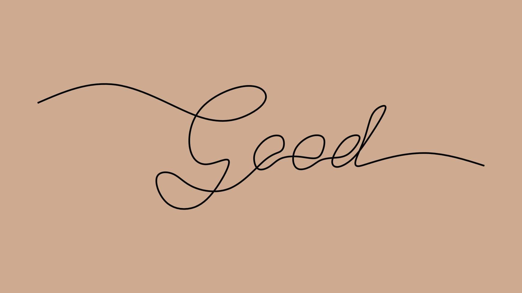 Good word text oneline continuous editable line art vector