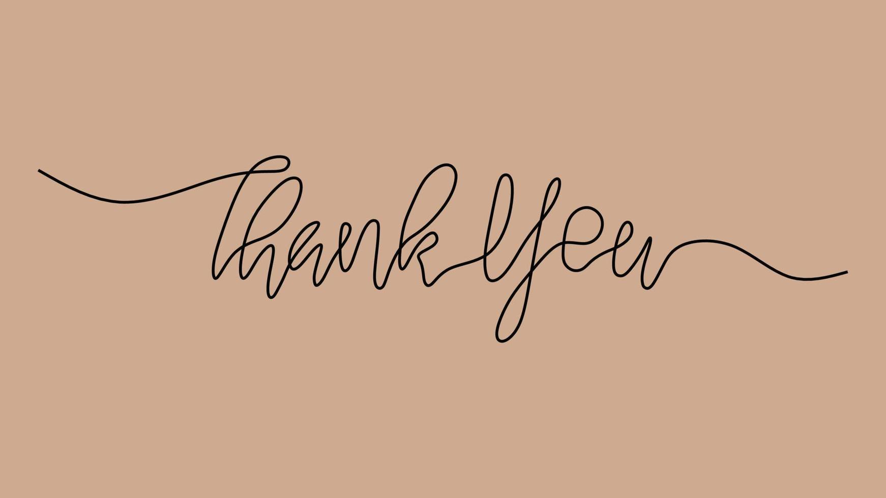 Thank you word text oneline continuous editable line art vector