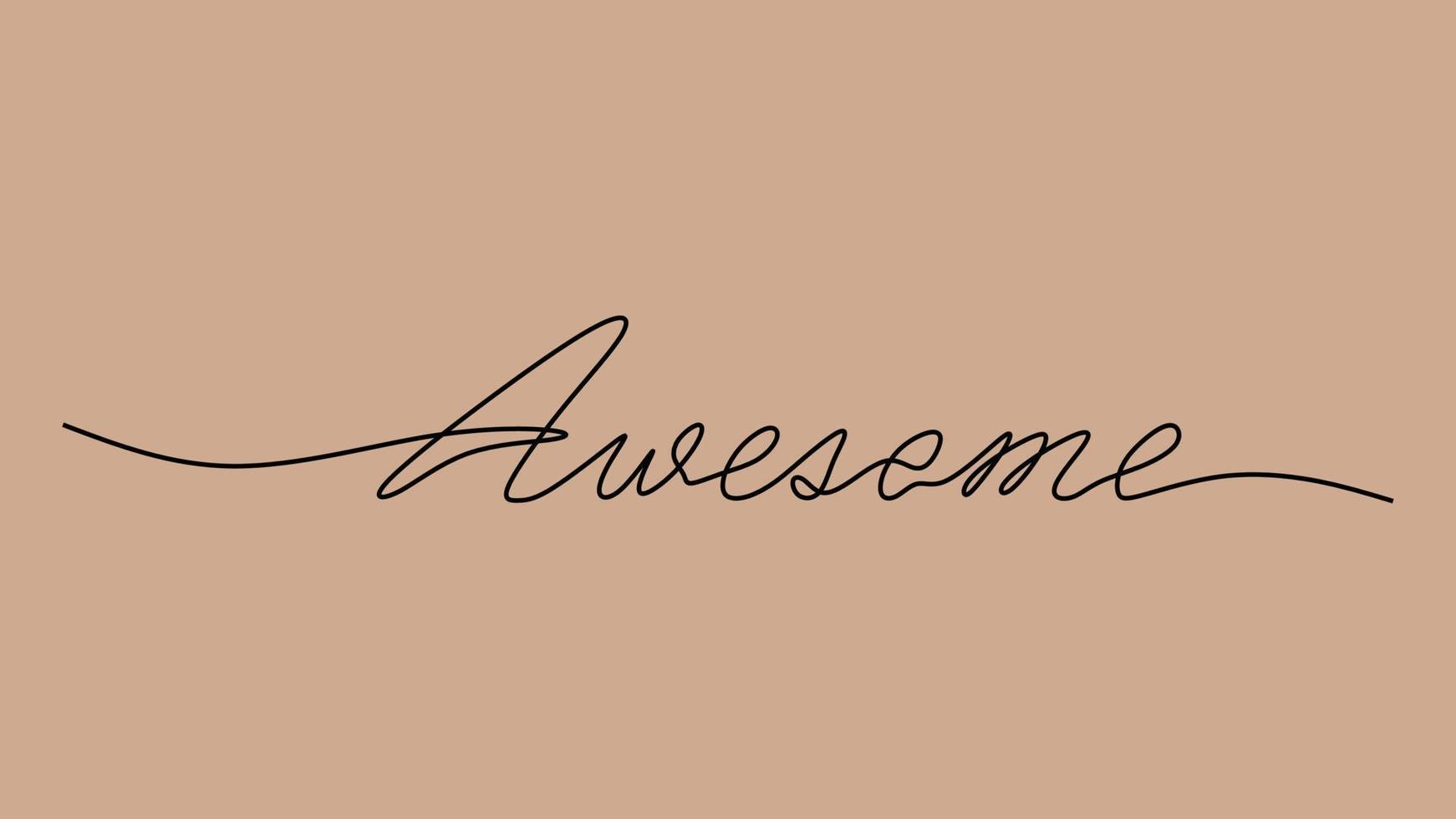 Awesome word text oneline continuous editable line art vector